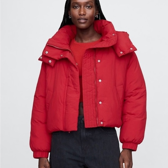 NWT GAP Red Puffer Jacket High
Collar Quilted 1 small petite - Picture 2 of 13